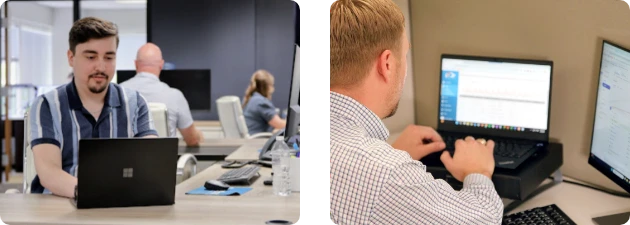 The OuterBox team working on website maintenance services.